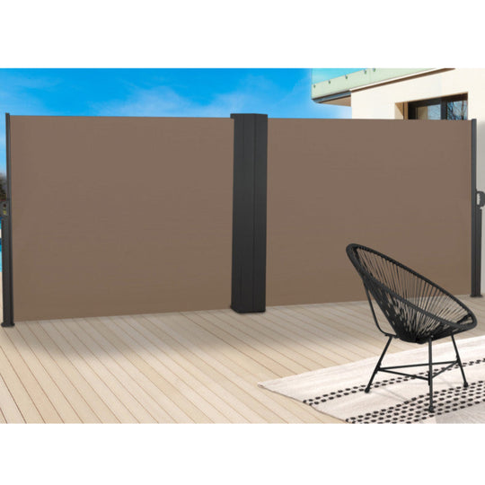 Paravent rétractable double premium taupe 1.6x2,5m