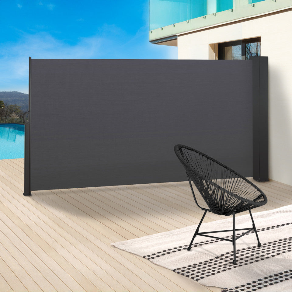 Paravent rétractable premium gris 1.6x2.5m