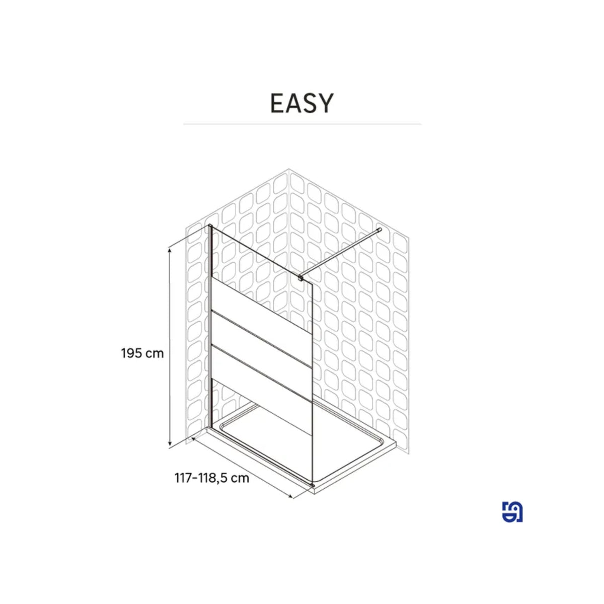 Paroi de douche à l'italienne SENSEA Easy verre sérigraphié, l.120 cm, Ep. 6 mm chromé