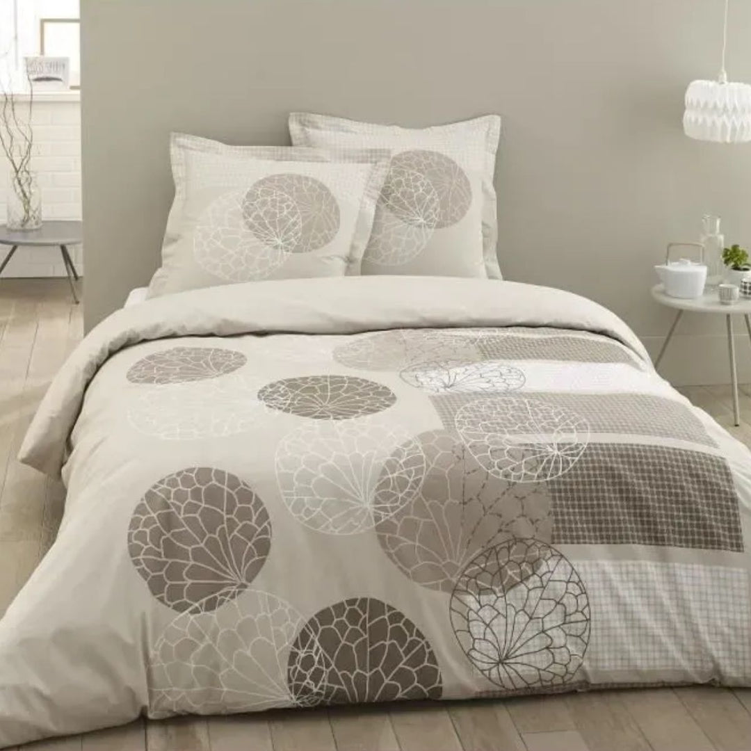 Parure de lit 2 personnes Adèle + 2 taies 65x65cm 100%coton