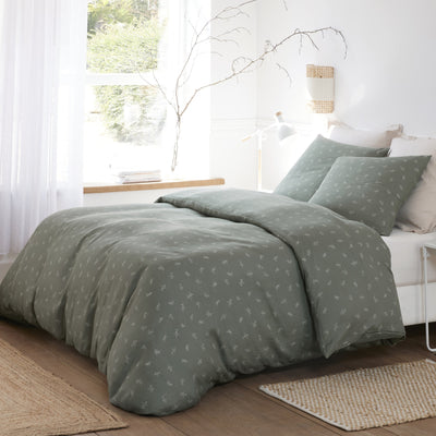 Housse de couette + taies en gaze de coton imprimée CELESTINE