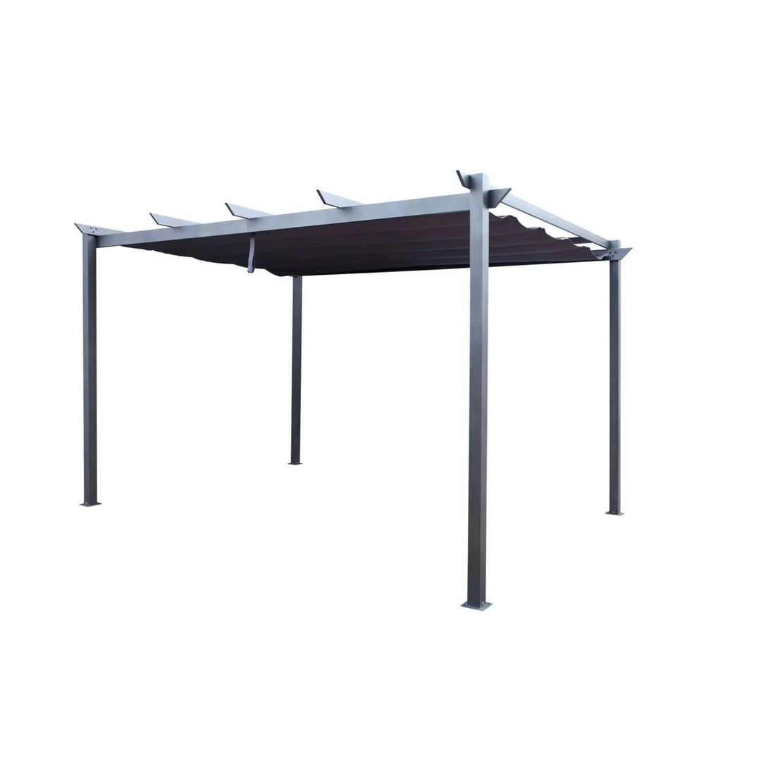 Pergola Autoportante HYBA Lorca 4x3m à Toile Rétractable Gris