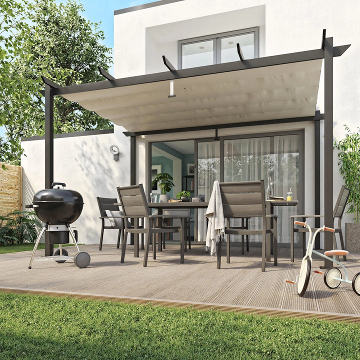 Pergola autoportante NATERIAL Omega en aluminium gris anthracite 2,82x4m