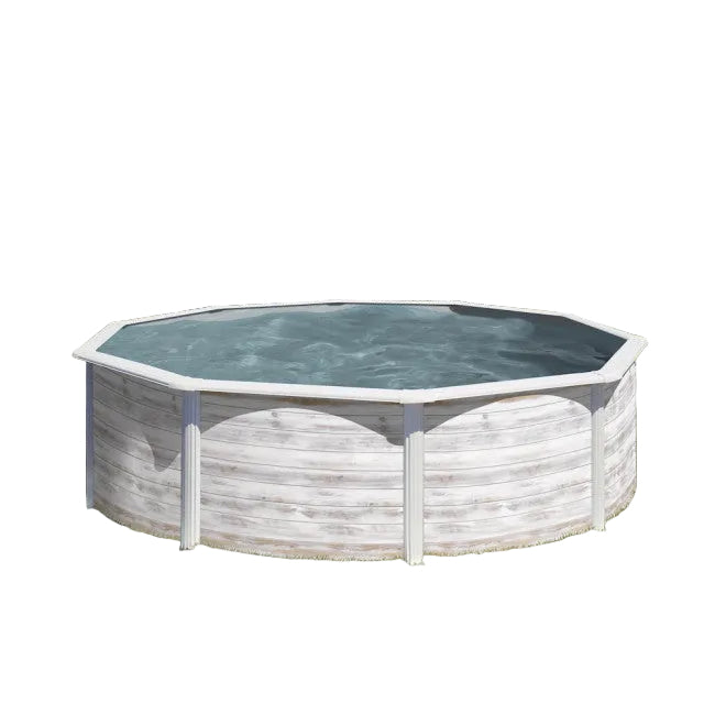 Piscine ronde Finlandia hors sol en acier aspect bois nordique Ø3.50m H1.20m