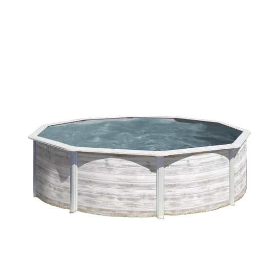 Piscine ronde Finlandia hors sol en acier aspect bois nordique Ø3.50m H1.20m