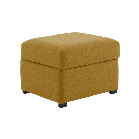 Pouf carré CONVERTIBLE CENTER avec coffre de rangement en tweed moutarde 66x66cm