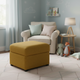 Pouf carré CONVERTIBLE CENTER avec coffre de rangement en tweed moutarde 66x66cm