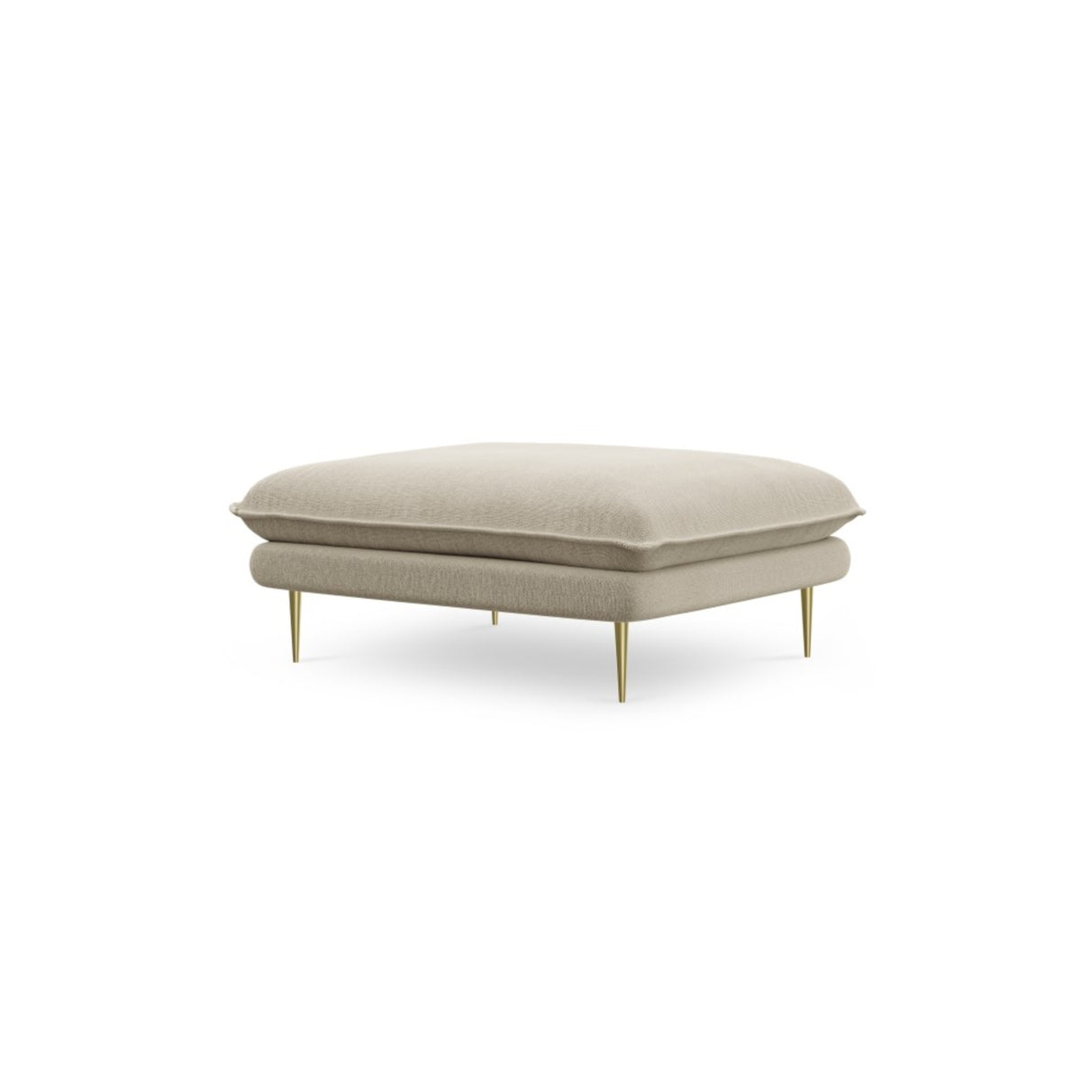 Pouf COSMOPOLITAN DESIGN Vienna en tissu structurel beige pieds doré
