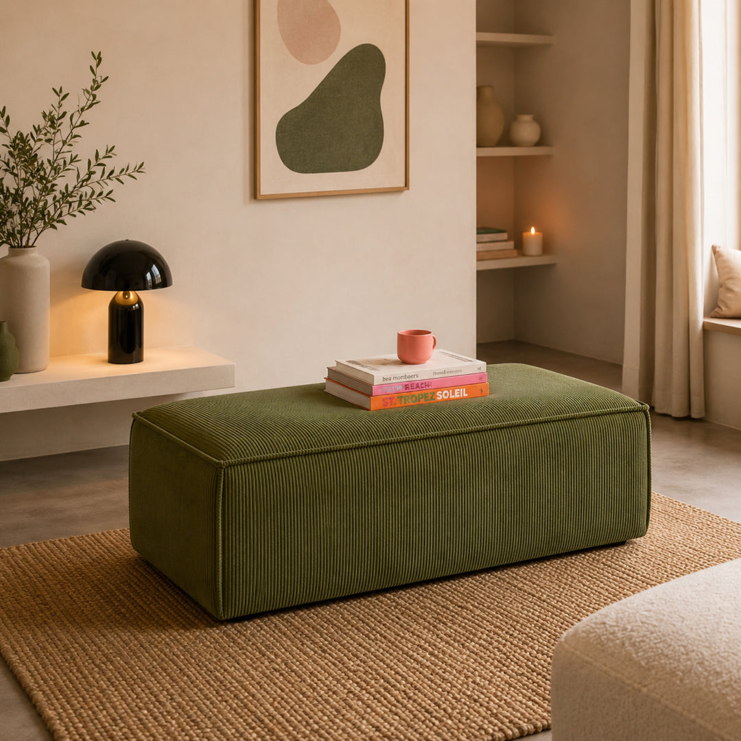 Pouf KAVE HOME Blok 150x70cm en velours côtelé vert