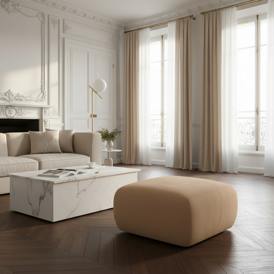 Pouf MICADONI Molino en velours sable