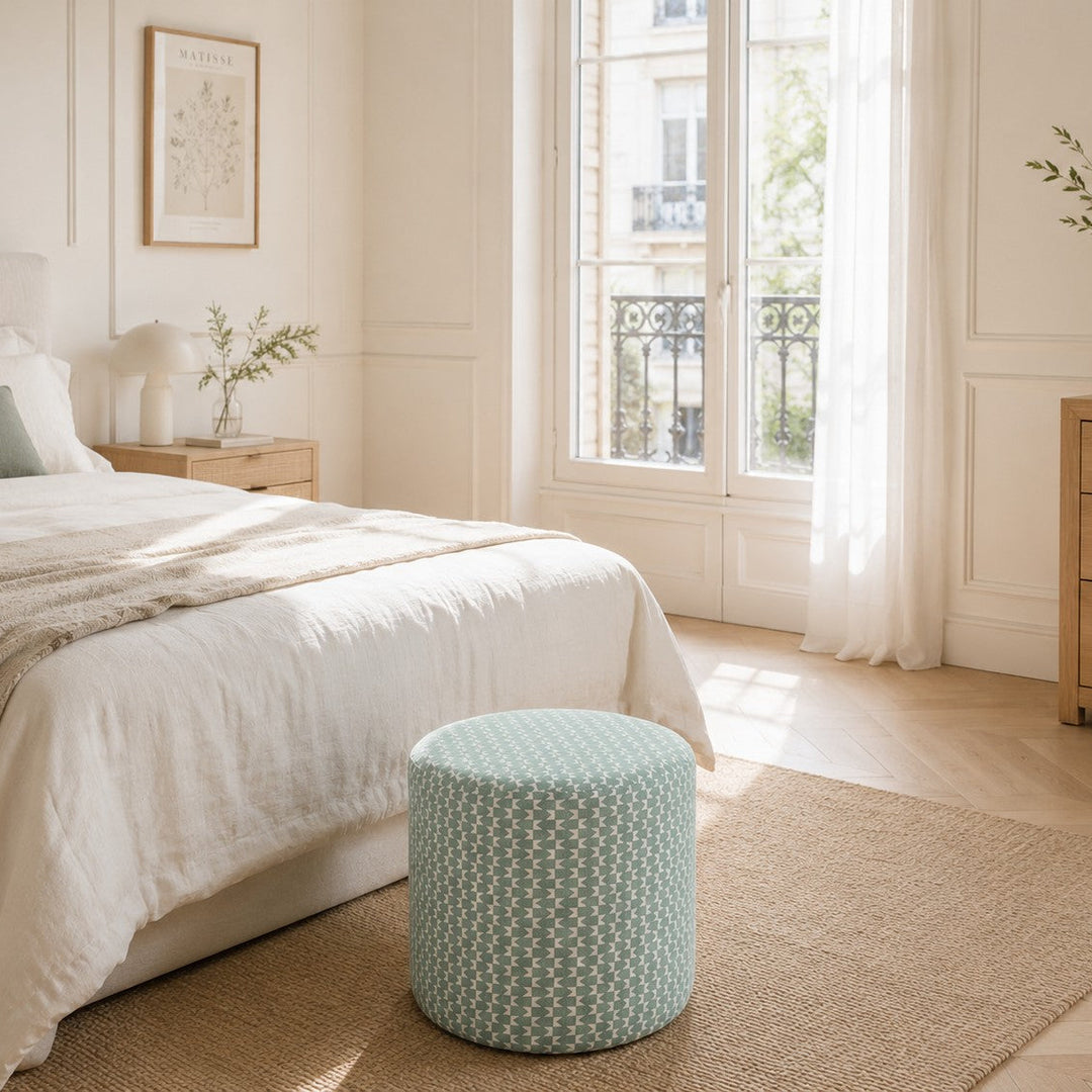 Pouf rond La Redoute Interieurs polyester céladon Séméon