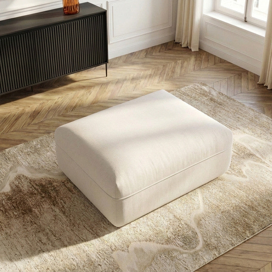Pouf BOBOCHIC Luigi en tissu lisse beige — photo produit