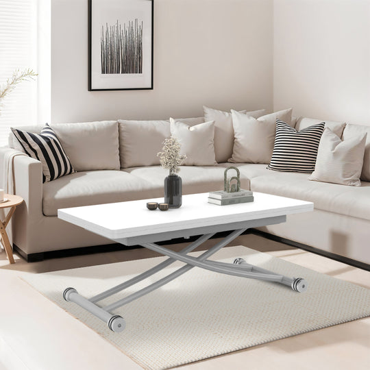 Table basse relevable 2 en 1 Tribeca blanche