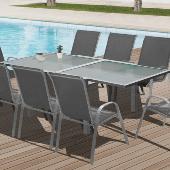 Table de jardin extensible en verre trempé 90-180cm