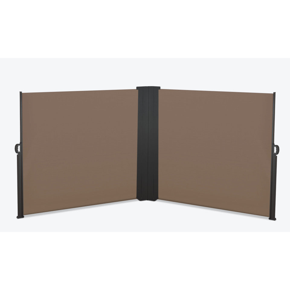 Paravent rétractable double premium taupe 1.6x2,5m