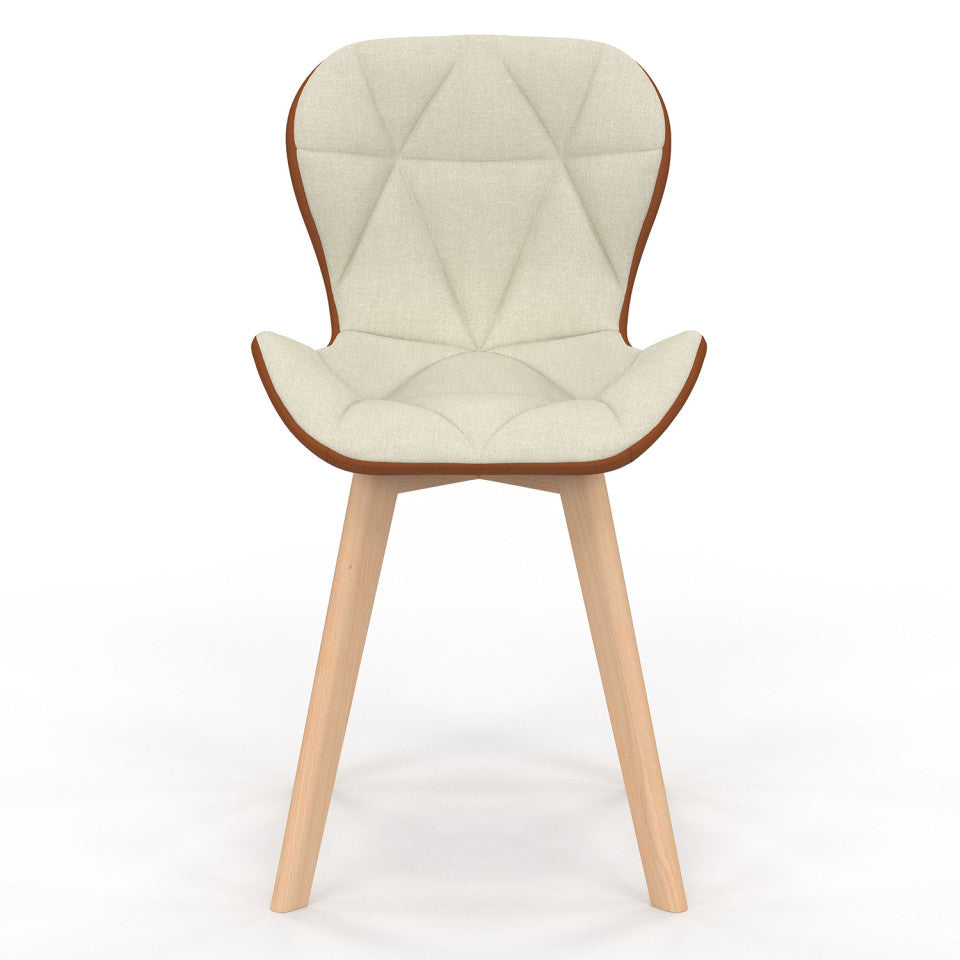 Lot de 2 ou 4 chaises GLADYS en tissu beige & camel – pieds bois