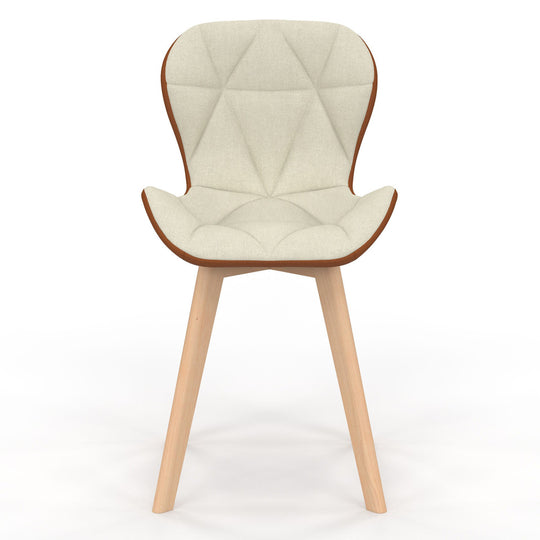 Lot de 2 ou 4 chaises GLADYS en tissu beige & camel – pieds bois
