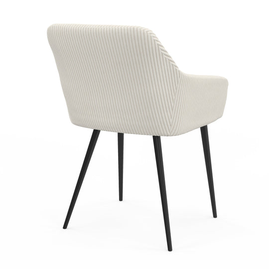 Lot de 2 fauteuils JENNY en velours côtelé beige et pieds métal