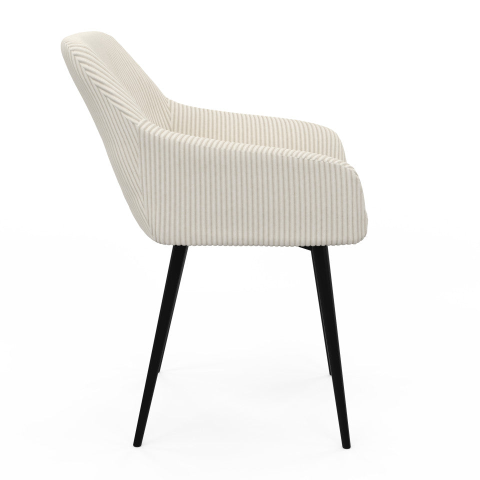 Lot de 2 fauteuils JENNY en velours côtelé beige et pieds métal