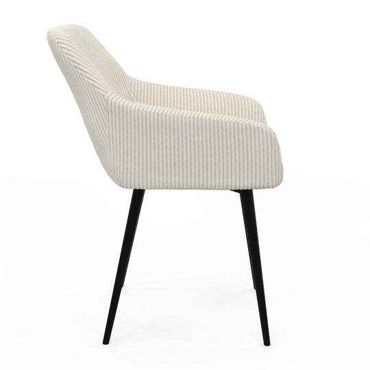 Lot de 2 fauteuils JENNY en velours côtelé beige et pieds métal