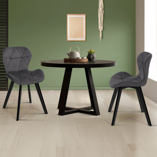 Lot de 2 chaises DAISY en velours gris foncé