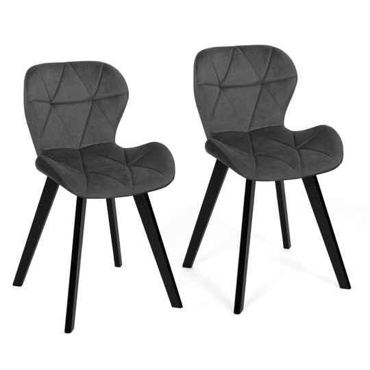 Lot de 2 chaises DAISY en velours gris foncé