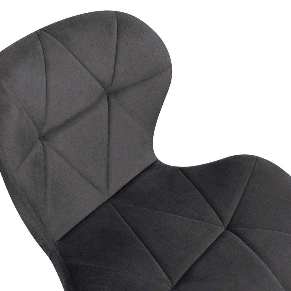 Lot de 2 chaises DAISY en velours gris foncé