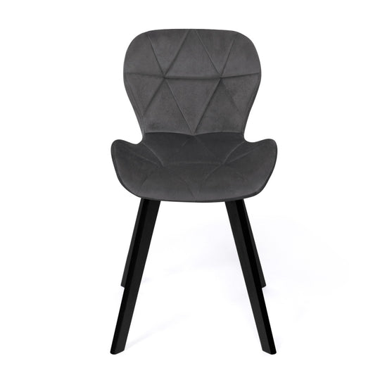 Lot de 2 chaises DAISY en velours gris foncé