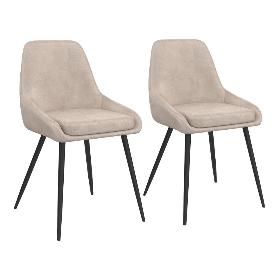 Lot de 2 chaises OLIVIA en velours taupe avec pieds métal noirs