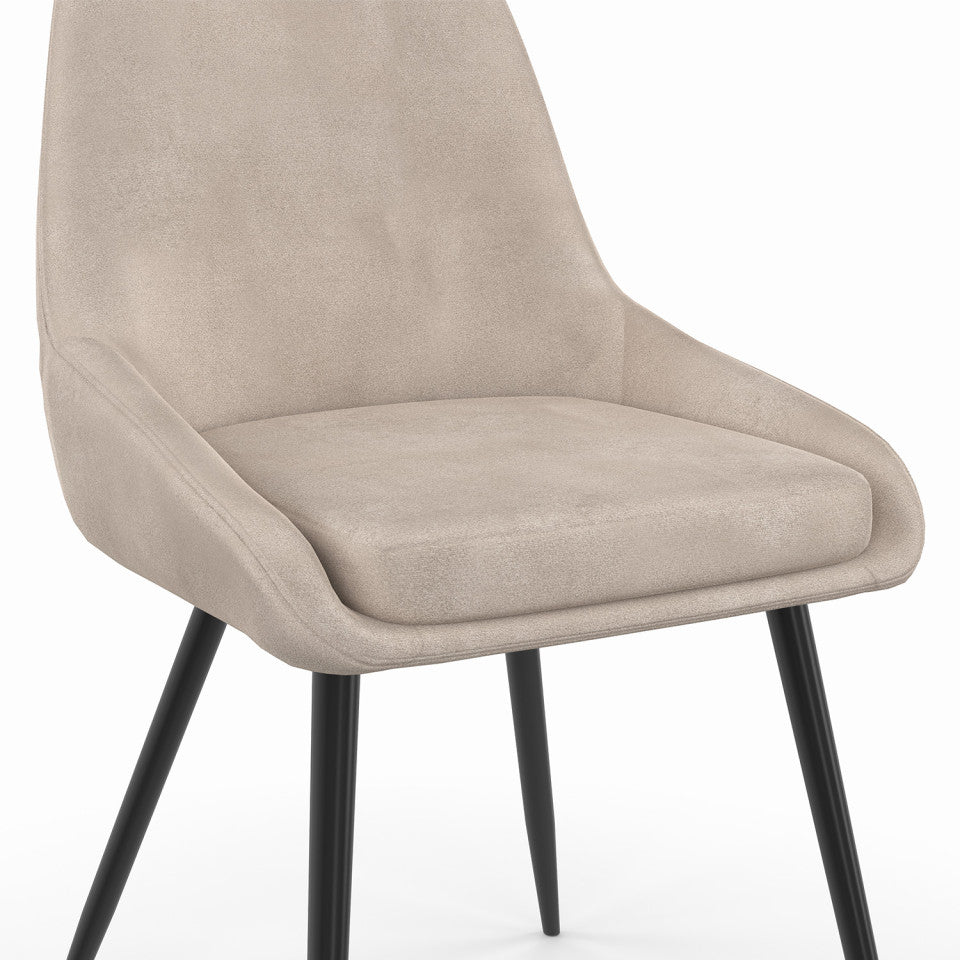 Lot de 2 chaises OLIVIA en velours taupe avec pieds métal noirs