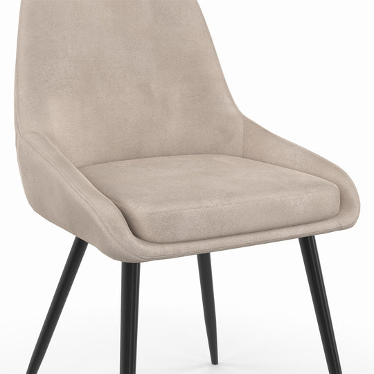 Lot de 2 chaises OLIVIA en velours taupe avec pieds métal noirs