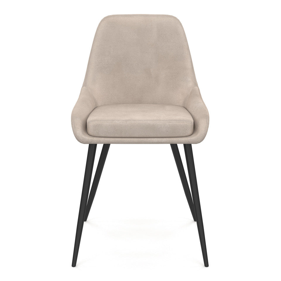Lot de 2 chaises OLIVIA en velours taupe avec pieds métal noirs
