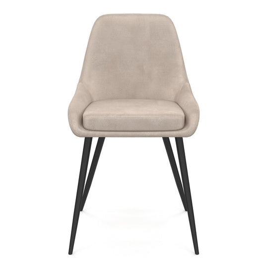 Lot de 2 chaises OLIVIA en velours taupe avec pieds métal noirs