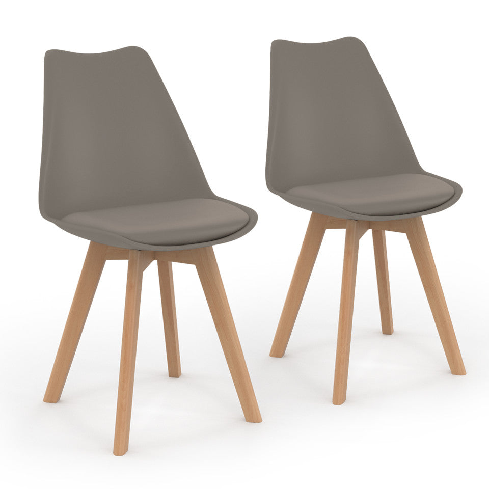Lot de 2 chaises Nordia Taupe pieds bois de hêtre