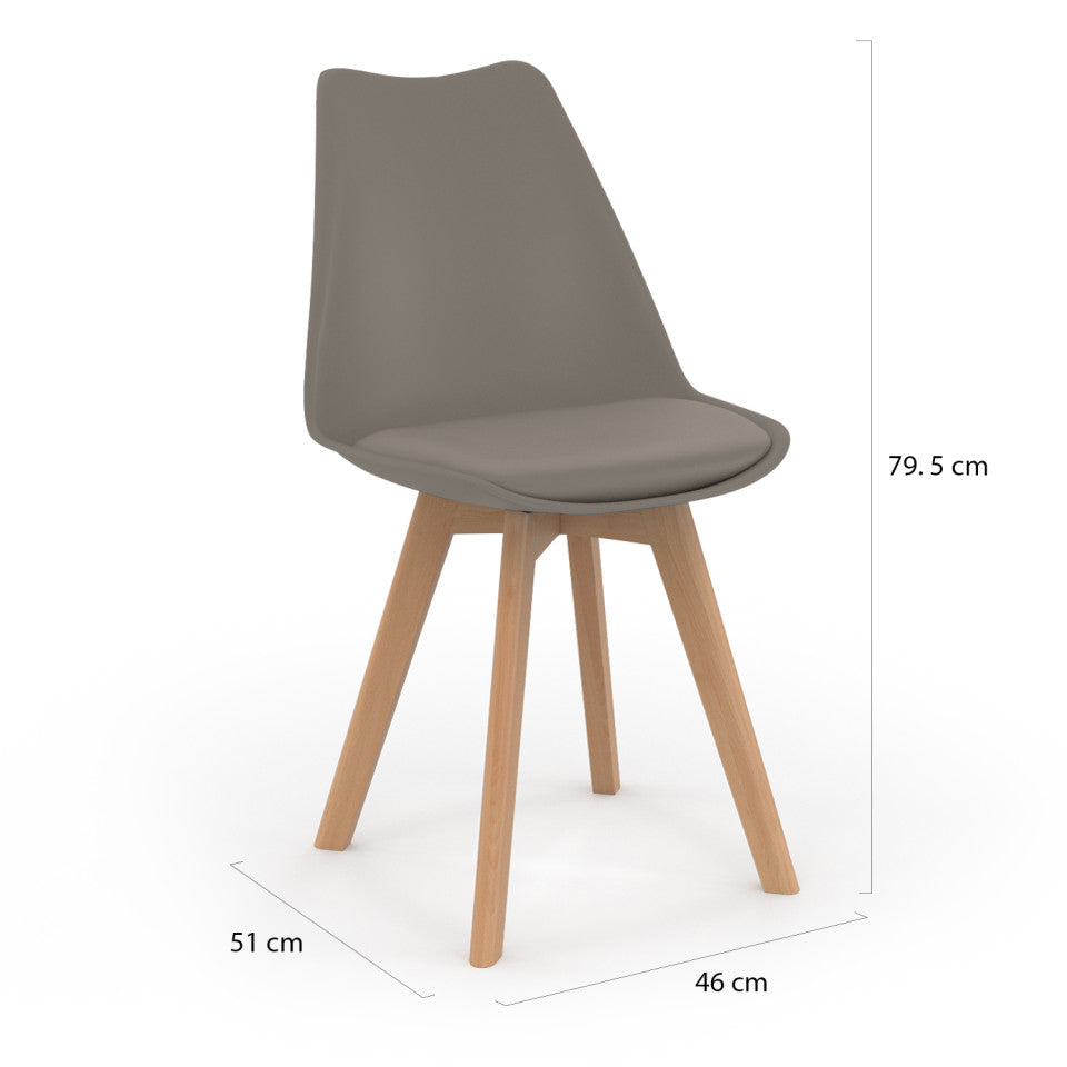 Lot de 2 chaises Nordia Taupe pieds bois de hêtre