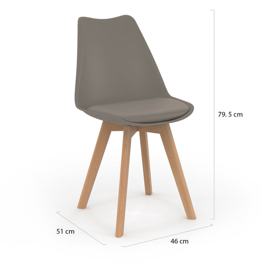 Lot de 2 chaises Nordia Taupe pieds bois de hêtre