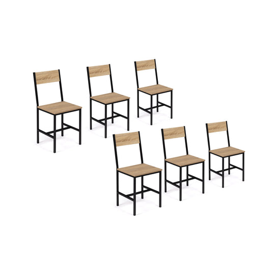 Lot de 6 chaises memphis en bois et pieds métal