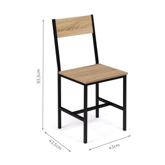 Lot de 6 chaises memphis en bois et pieds métal