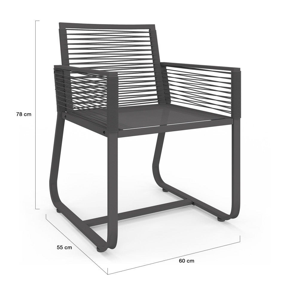 Lot de 2 chaises de jardin Varna grises
