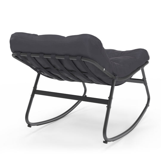 Lot de 2 fauteuils de jardin à bascule avec coussin gris