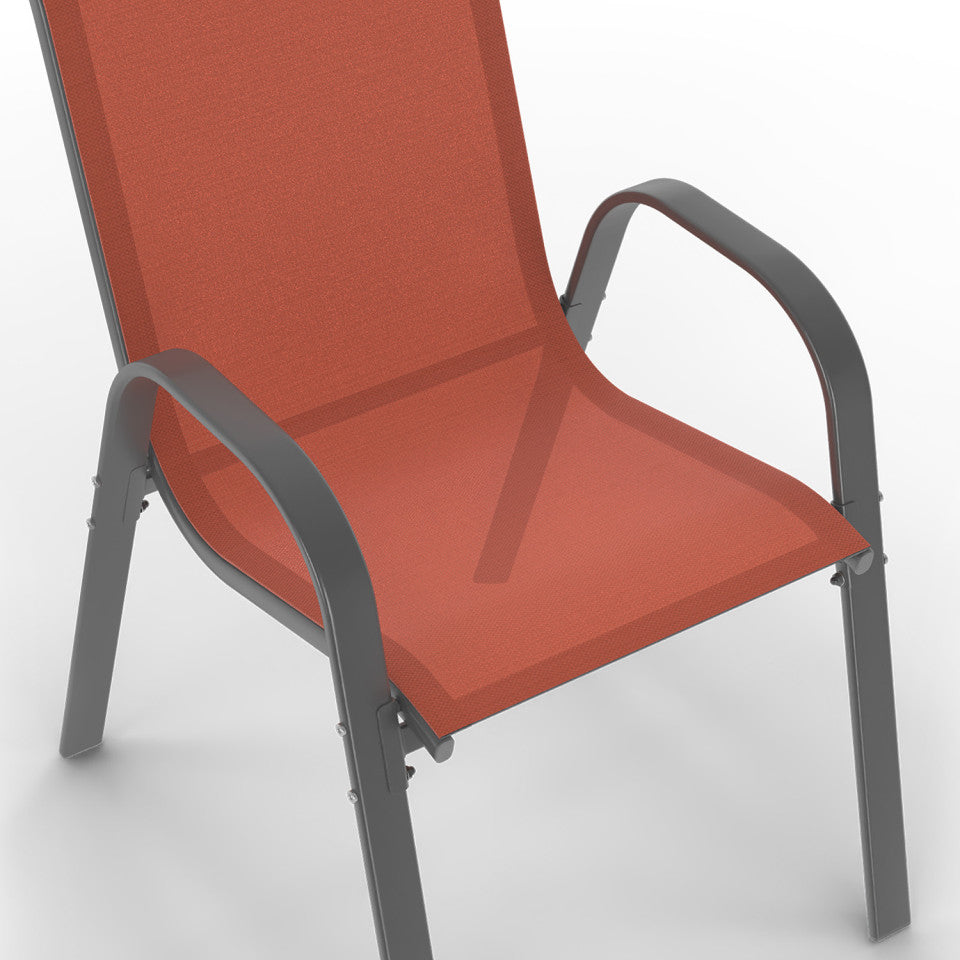 Lot de 6 chaises de jardin empilables textilène terracotta
