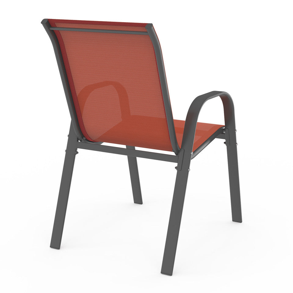 Lot de 6 chaises de jardin empilables textilène terracotta