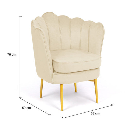 Fauteuil Arielle beige pieds dorés
