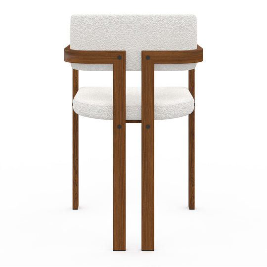 Lot de 2 chaises Elsa avec accoudoirs en bouclette et pieds métal effet noyer