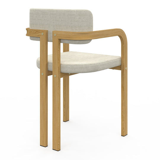 Lot de 2 chaises Elsa avec accoudoirs en tissu beige et pieds métal
