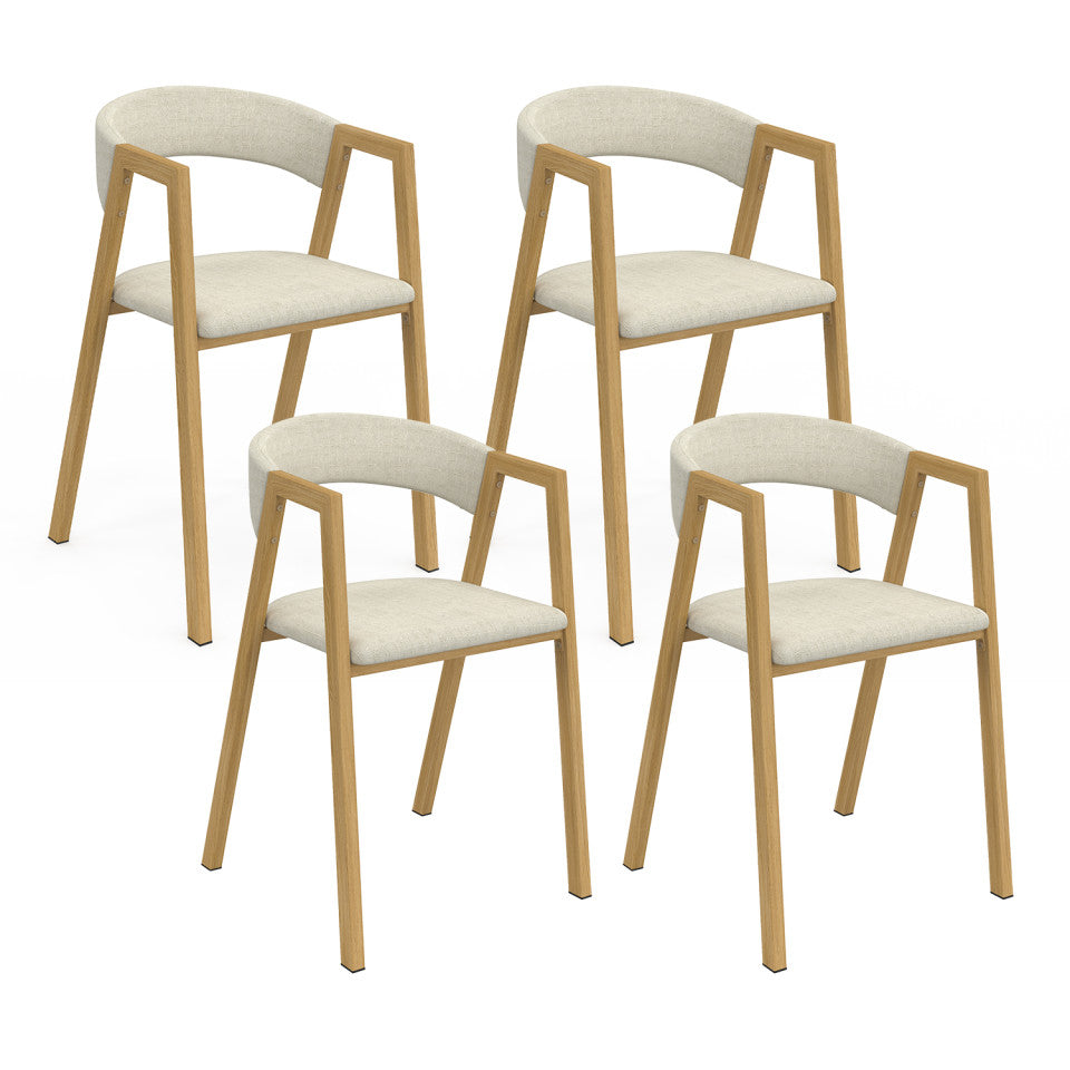 Lot de 4 chaises Enola en tissu beige et pieds effet bois