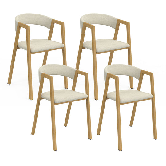 Lot de 4 chaises Enola en tissu beige et pieds effet bois