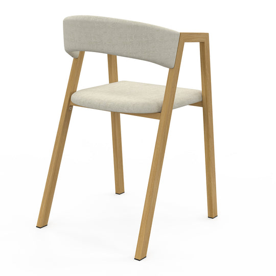 Lot de 4 chaises Enola en tissu beige et pieds effet bois