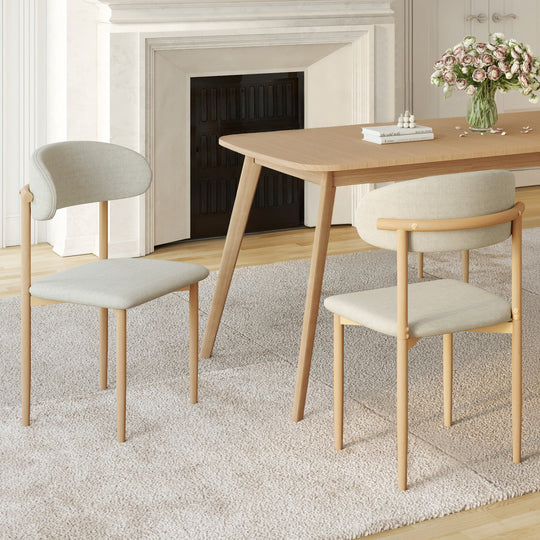 Lot de 6 chaises Callisto en tissu beige et pieds métal