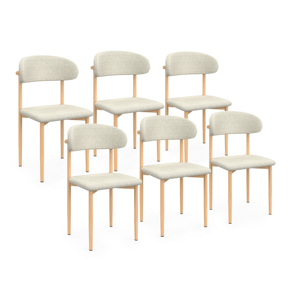 Lot de 6 chaises Callisto en tissu beige et pieds métal
